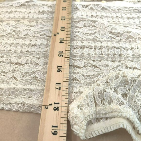 NWT Liz Claiborne Size M White Sheer Lace Button Down Short Sleeve Blouse - Picture 5 of 15